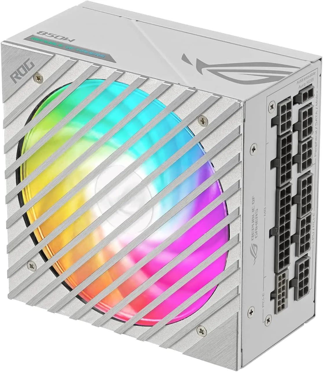 ASUS ROG Loki SFX-L 850W Platinum White Edition (Fully Modular Power Supply, 80  Platinum, 120mm PWM ARGB Fan, Aura Sync, ATX 3.0 Compatible, PCIe 5.0 Ready, 10 Year Warranty)