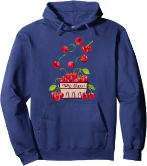 Autumn Harvest Falling Watercolor Red Cherries | Mon Cheri Pullover Hoodie