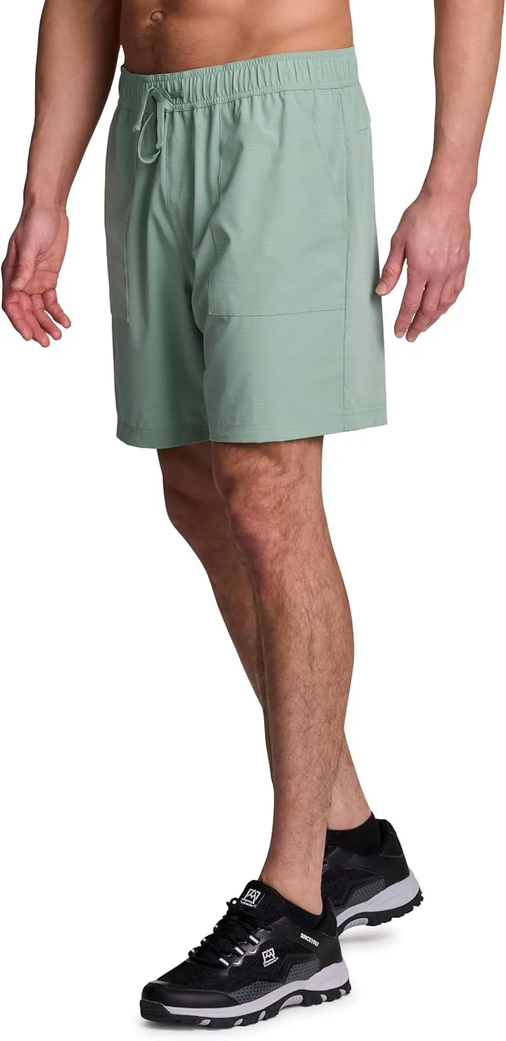 Avalanche Men's Hiking Short 7" Lightweight Woven Shorts with Pockets Elastic Waist Breathable Quick Dry Shorts for Workouts