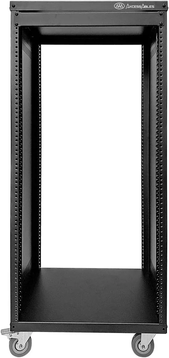 AxcessAbles RK 22U Rack-Mount Cabinet Case w/Caster Wheels (Compatible with US 5mm& European 6mm Rack Standards.) Rack for AV, DJ, Home Theater, Network, Server, Computer, Electronics