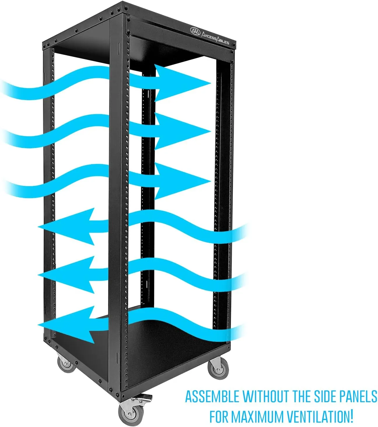 AxcessAbles RK 22U Rack-Mount Cabinet Case w/Caster Wheels (Compatible with US 5mm& European 6mm Rack Standards.) Rack for AV, DJ, Home Theater, Network, Server, Computer, Electronics