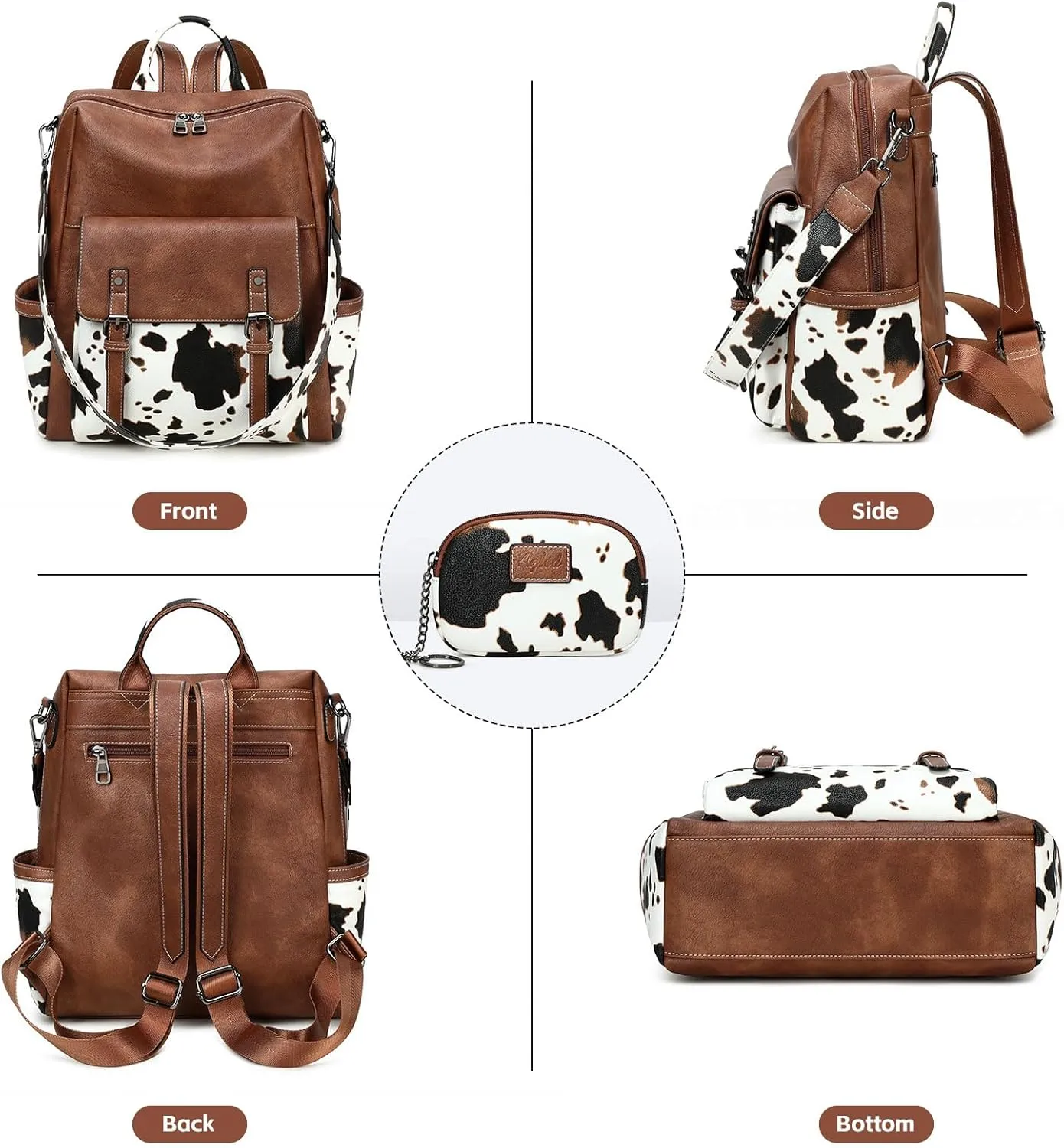 Backpack Purse for Women PU Leather Back Packs Designer Ladies Shoulder Bag Fashion Faux Work Travel Handbags