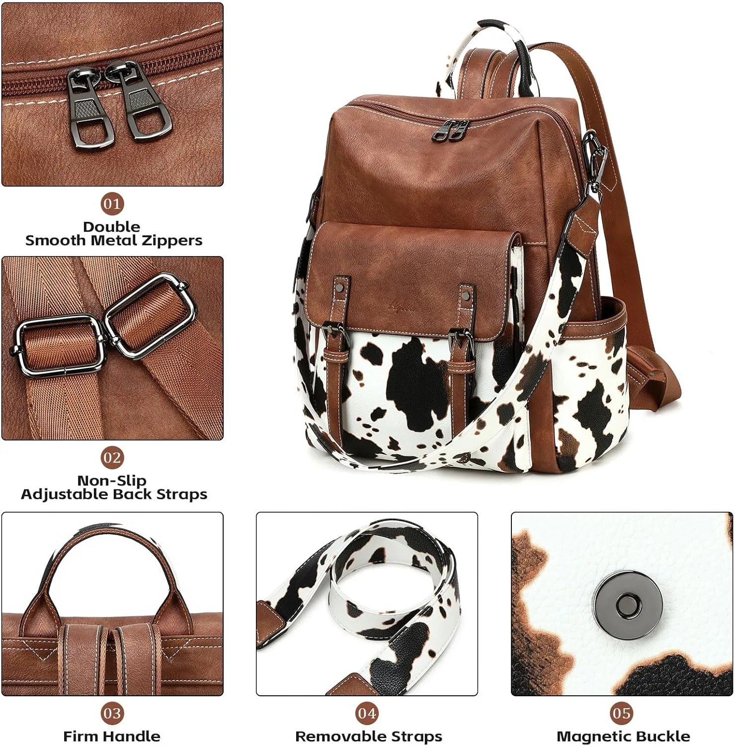 Backpack Purse for Women PU Leather Back Packs Designer Ladies Shoulder Bag Fashion Faux Work Travel Handbags