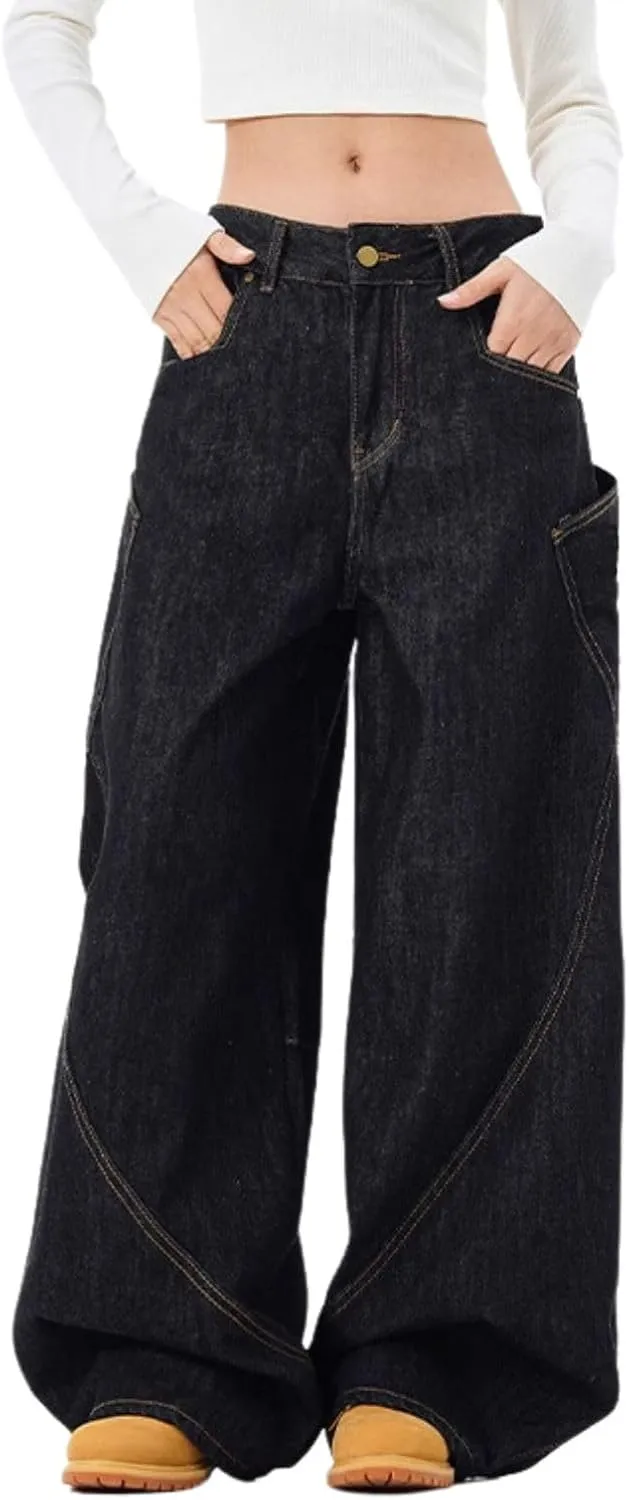 Baggy Jeans for Woman Men High Waisted Barrel Leg Jeans Casual Loose Denim Pants Streetwear Clothes