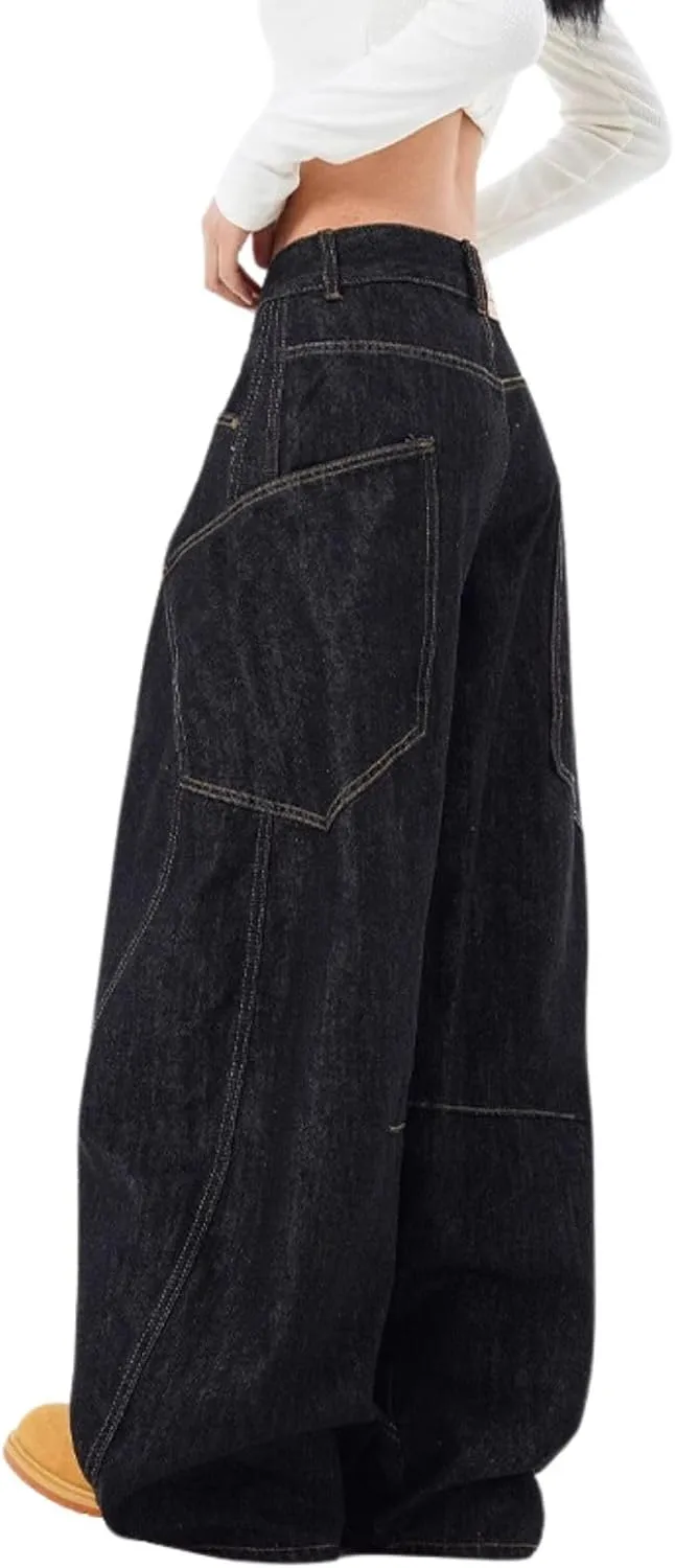 Baggy Jeans for Woman Men High Waisted Barrel Leg Jeans Casual Loose Denim Pants Streetwear Clothes