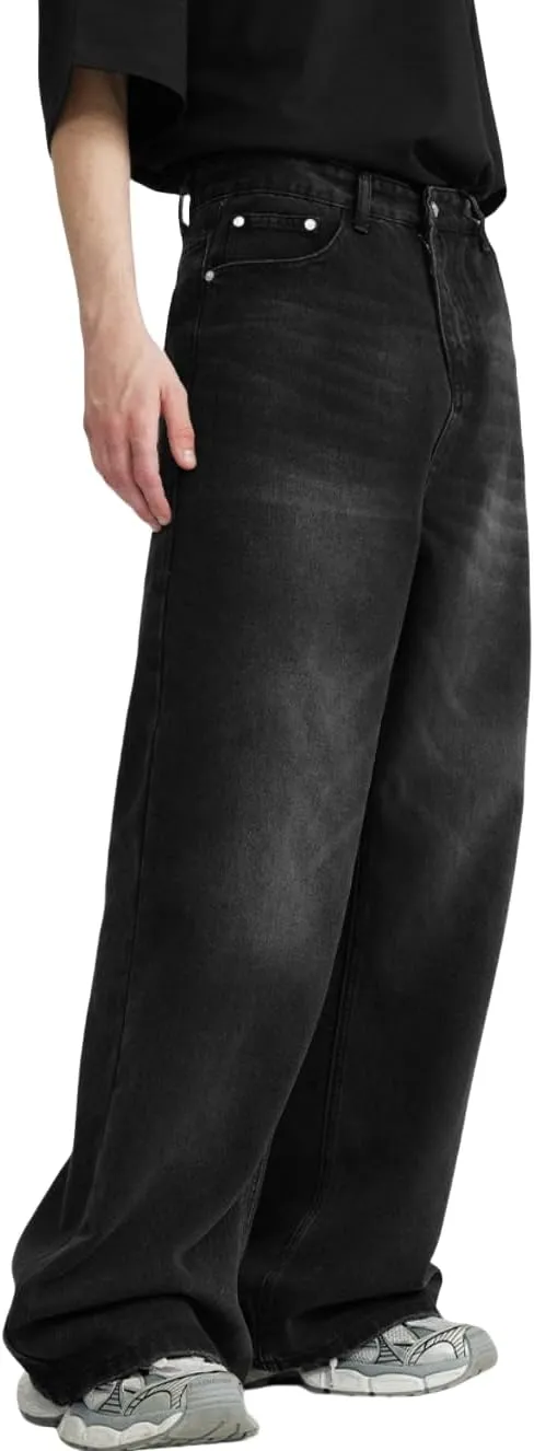 Baggy Men's Loose Fit Y2k Pants - Vintage Casual Skater Jeans with Wide Legs - Hip Hop Aesthetic Streetwear