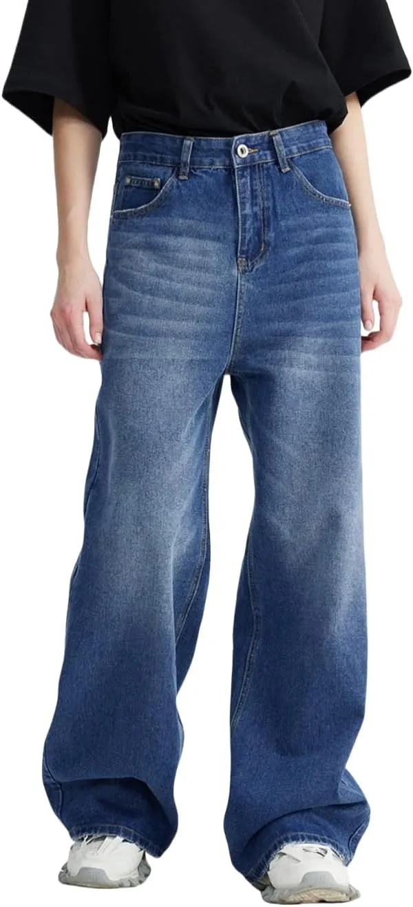 Baggy Men's Loose Fit Y2k Pants - Vintage Casual Skater Jeans with Wide Legs - Hip Hop Aesthetic Streetwear