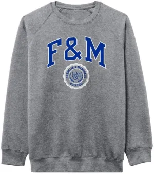Barnesmith Franklin & Marshall College F&M Diplomats Crewneck Sweatshirt, Heritage, Charcoal Grey, Large