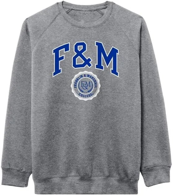 Barnesmith Franklin & Marshall College F&M Diplomats Crewneck Sweatshirt, Heritage, Charcoal Grey, Large