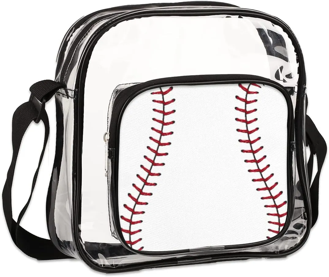 Baseball Pattern Clear Crossbody Purse Bag, Clear Bags, Stadium Approved Clear Bag for Festivals, Sports Events, Small Concerts Bag for Women Men