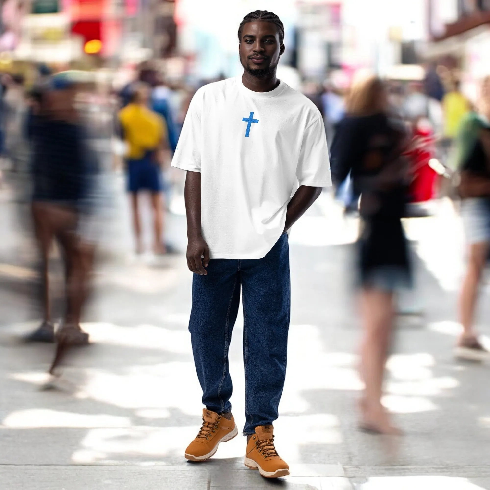 Bask | Blue Cross | Oversized heavyweight t-shirt