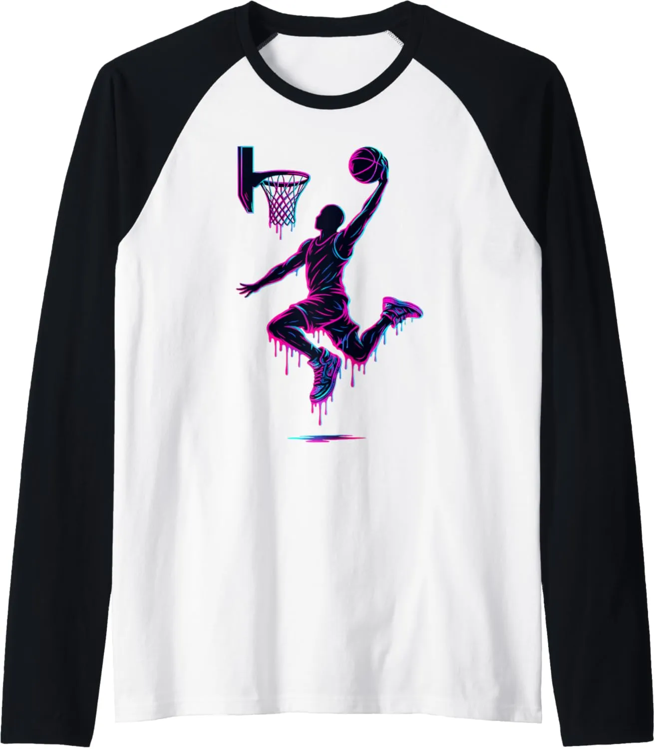 Basketball Drip For Boys Girls Youth Drip Basketball Dunk Raglan Baseball Tee