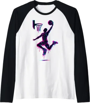Basketball Drip For Boys Girls Youth Drip Basketball Dunk Raglan Baseball Tee