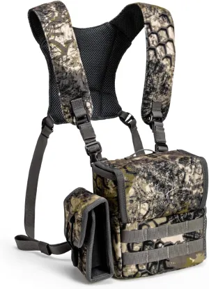 Binocular Harness Chest Pack - Bino Case with Rangefinder Pouch and Waterproof Cover for Hunting Hiking Birdwatching
