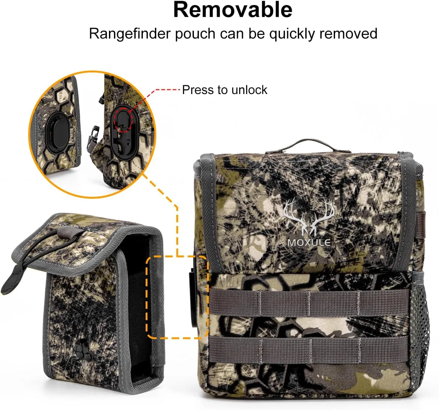 Binocular Harness Chest Pack - Bino Case with Rangefinder Pouch and Waterproof Cover for Hunting Hiking Birdwatching