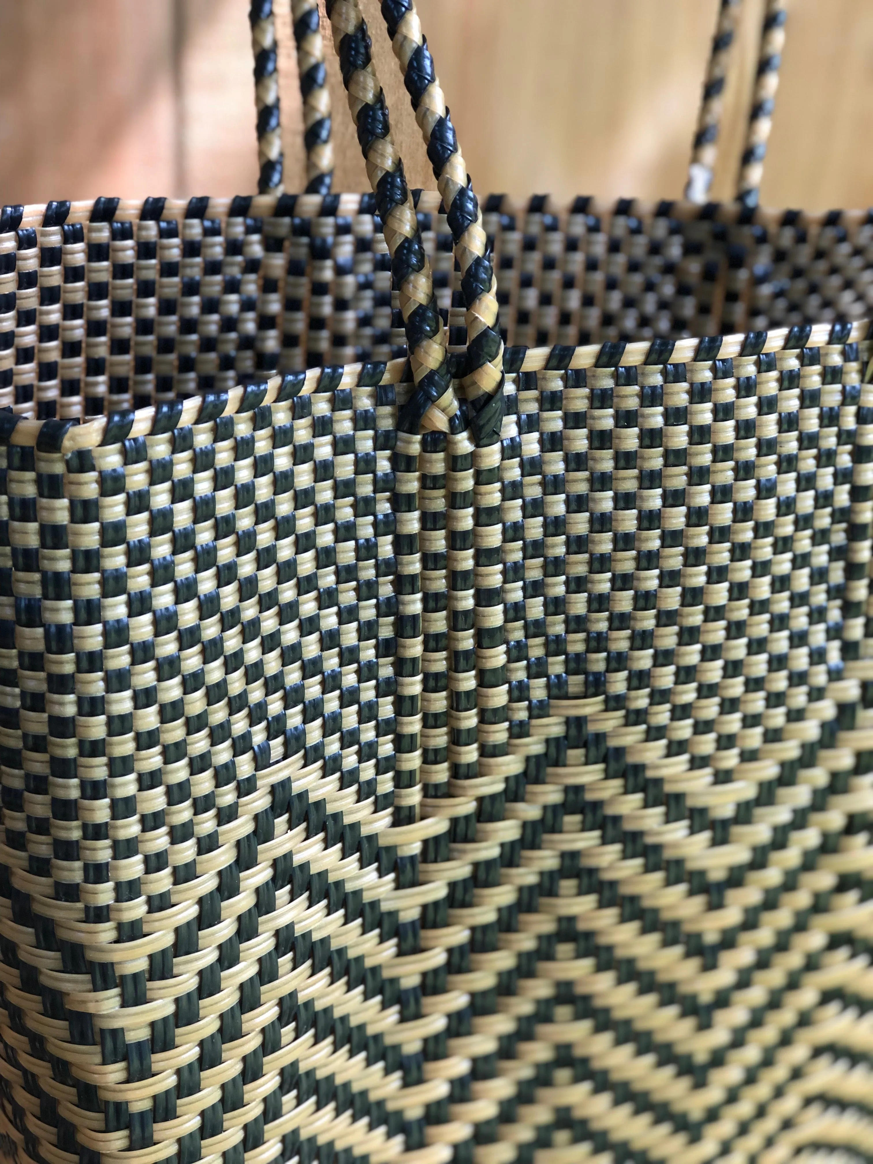 Black and Gold Chevron Woven Tote