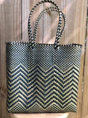 Black and Gold Chevron Woven Tote