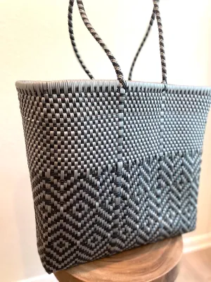 Black and Silver Woven Tote
