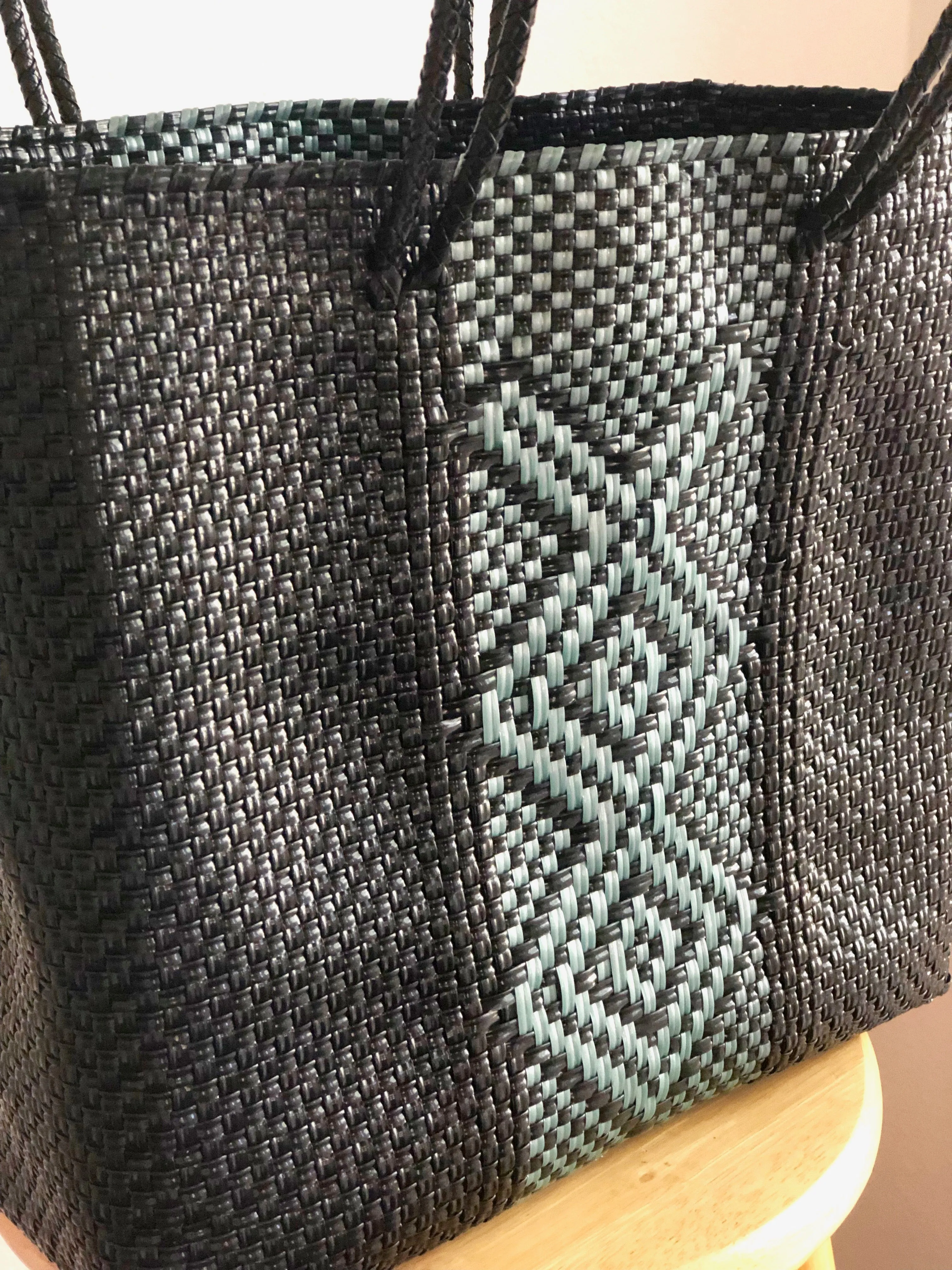 Black and Silver Woven Tote