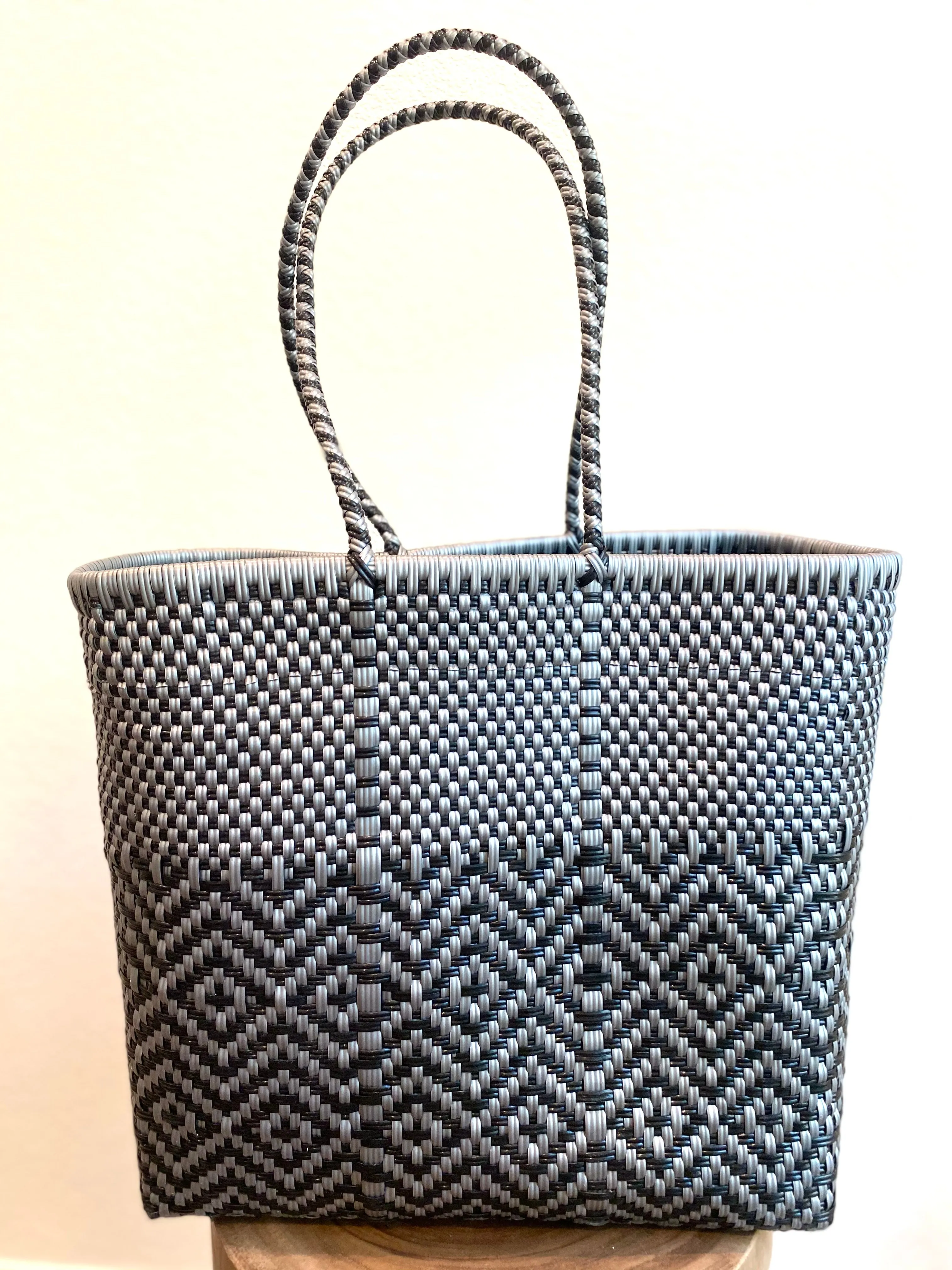 Black and Silver Woven Tote