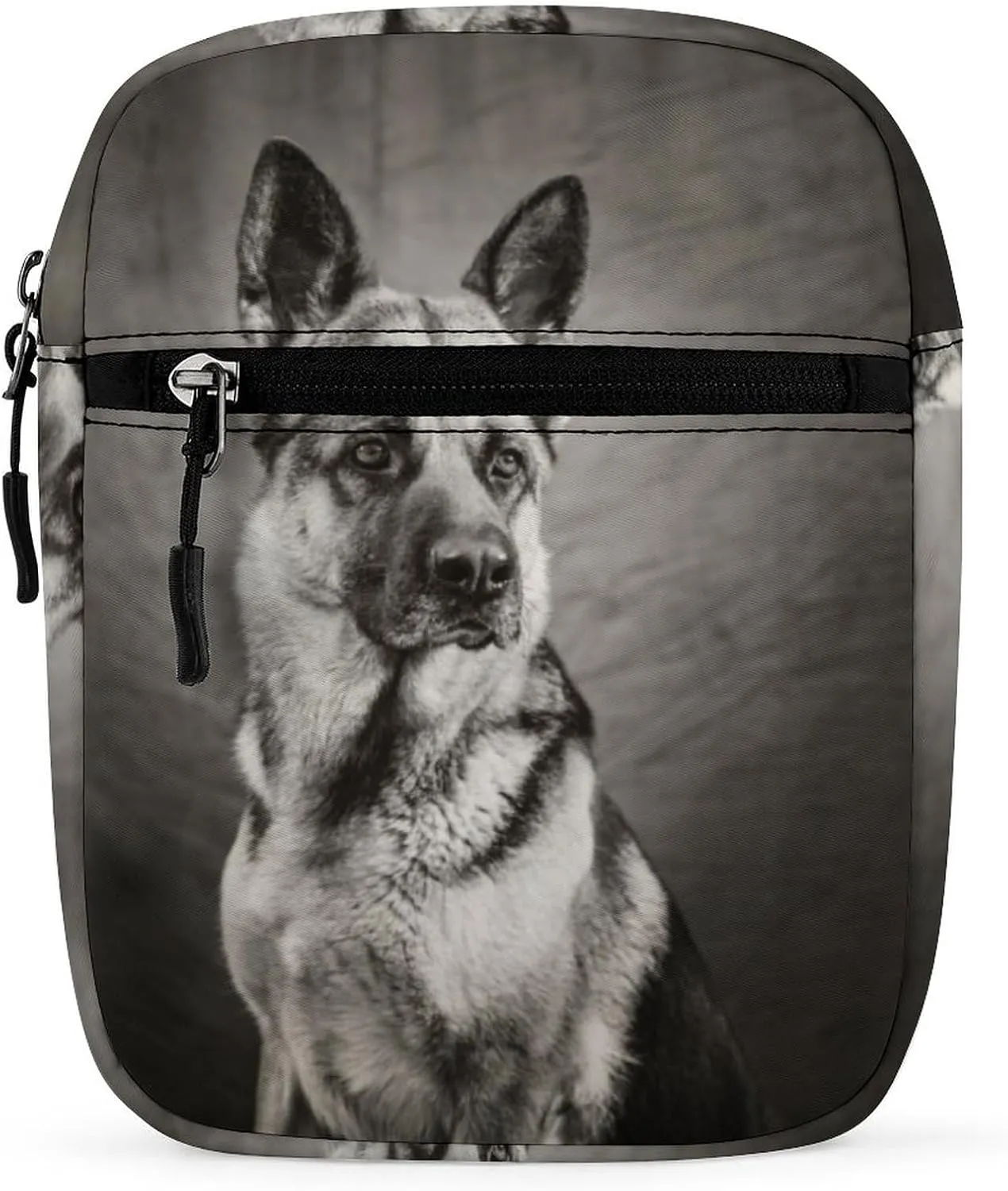 Black and White German Shepherd Crossbody Bag for Men Women Fashion Belt Bag Waist Pack for Travel Hiking