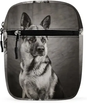 Black and White German Shepherd Crossbody Bag for Men Women Fashion Belt Bag Waist Pack for Travel Hiking