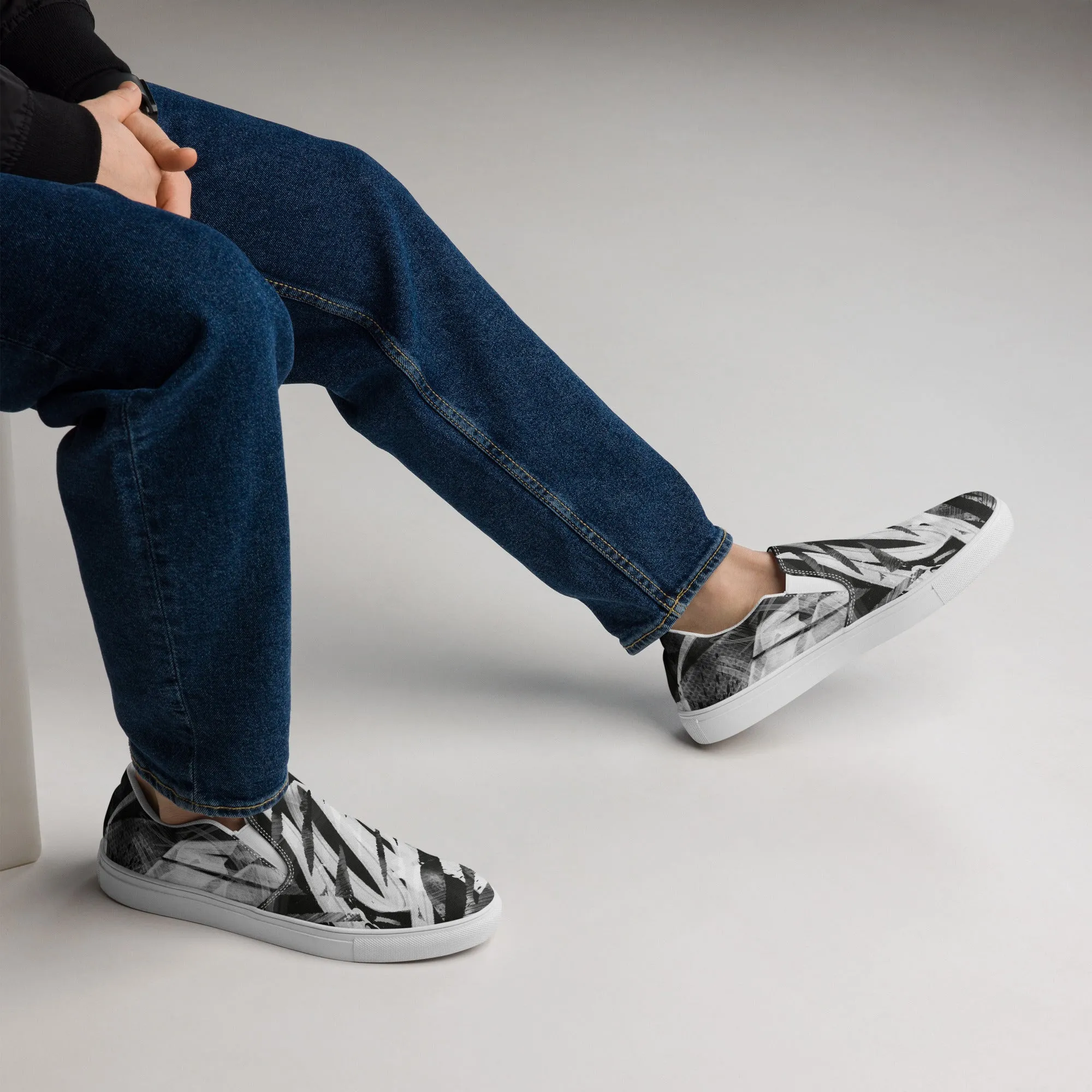 Black and White Graffiti | Men's Slip-Ons