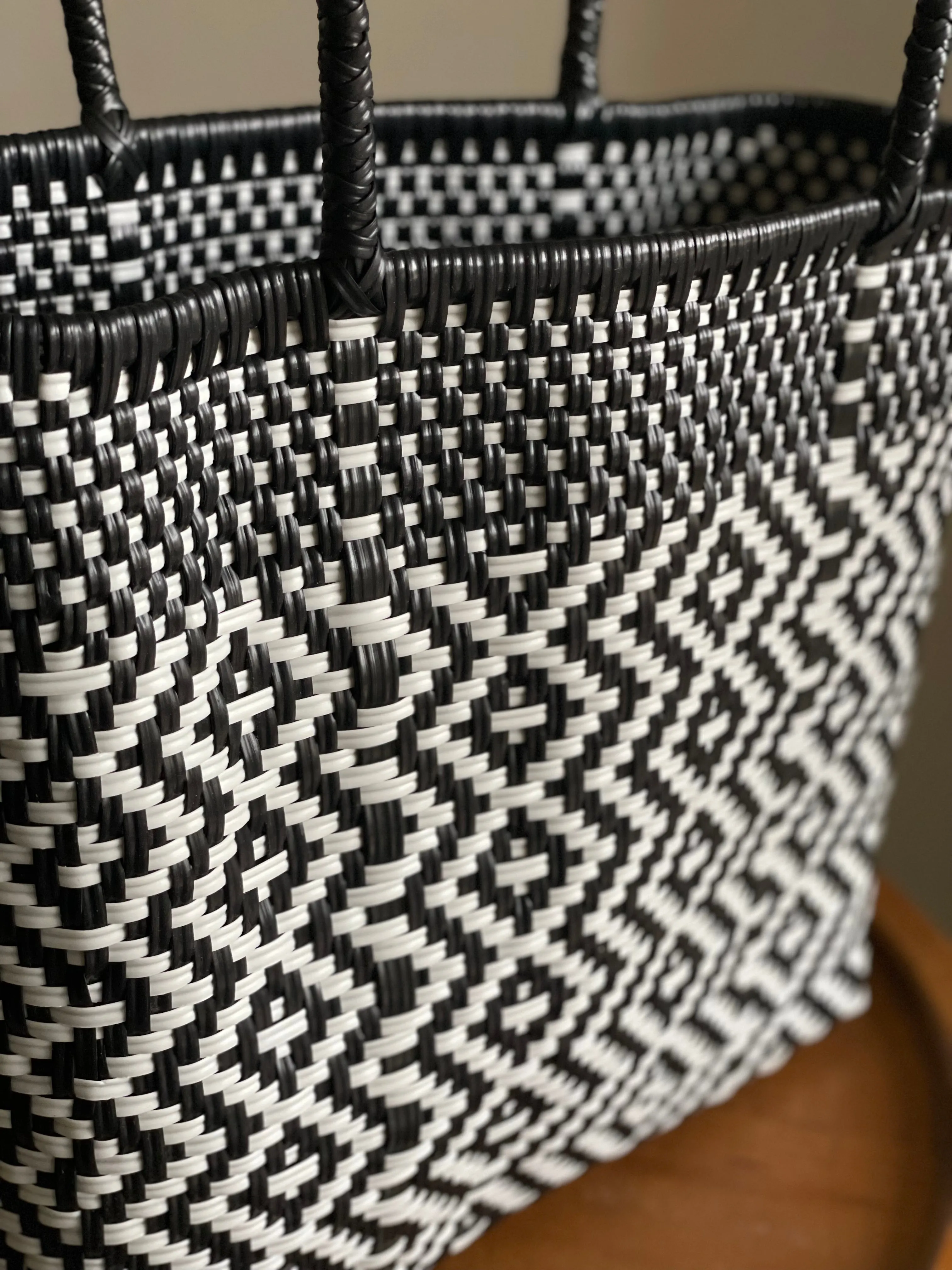 Black and White Woven Tote
