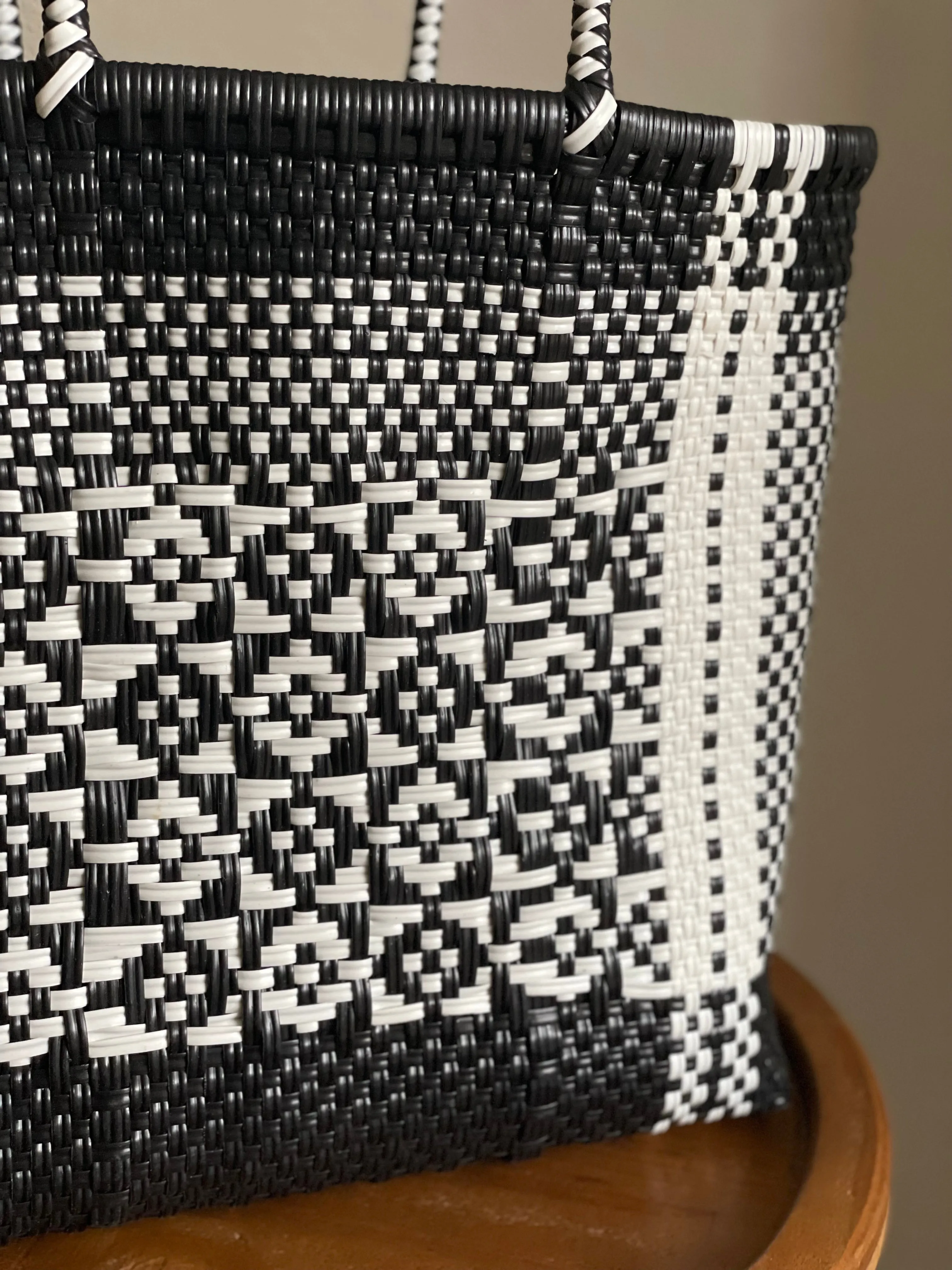 Black and White Woven Tote