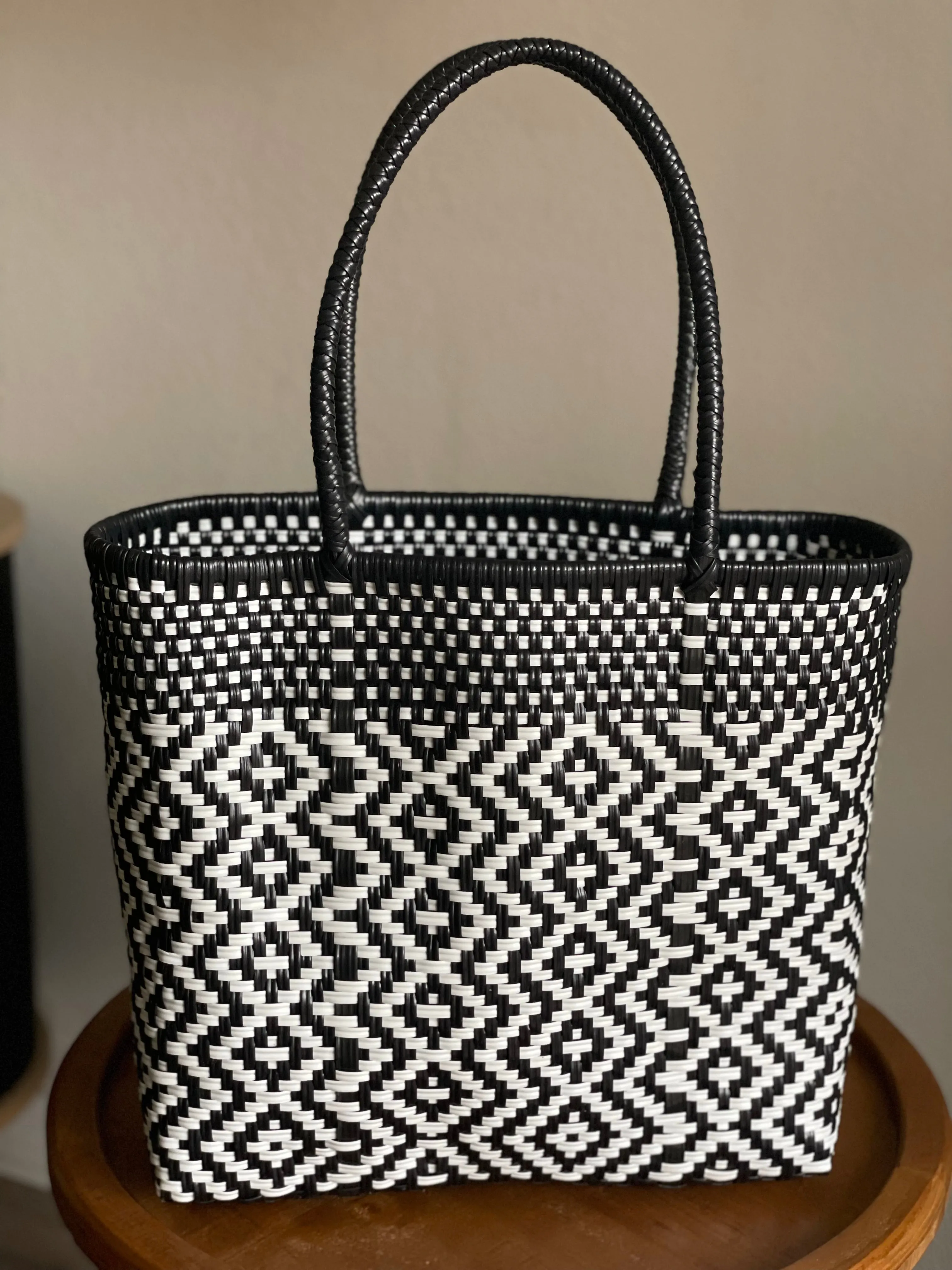 Black and White Woven Tote