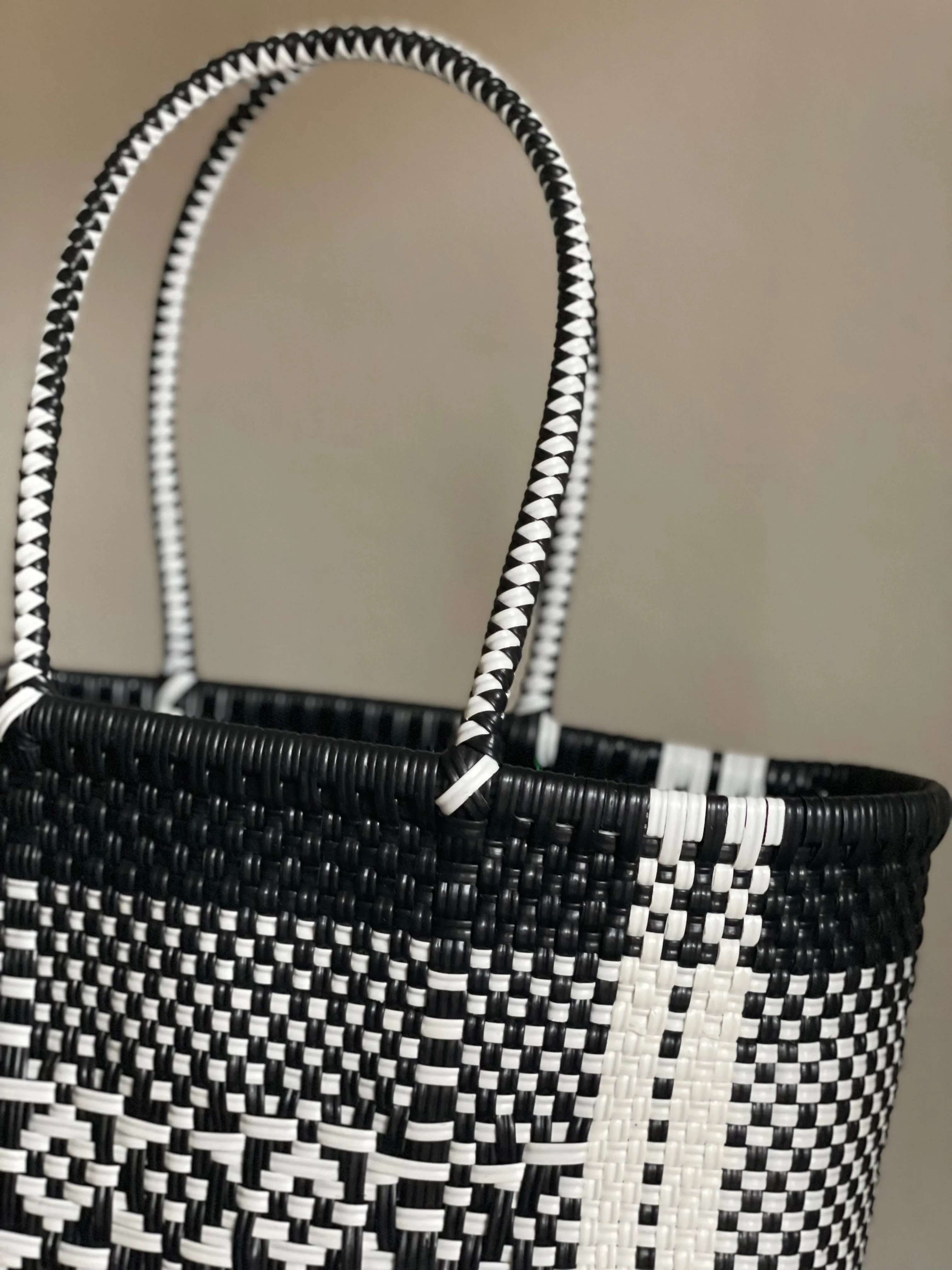 Black and White Woven Tote