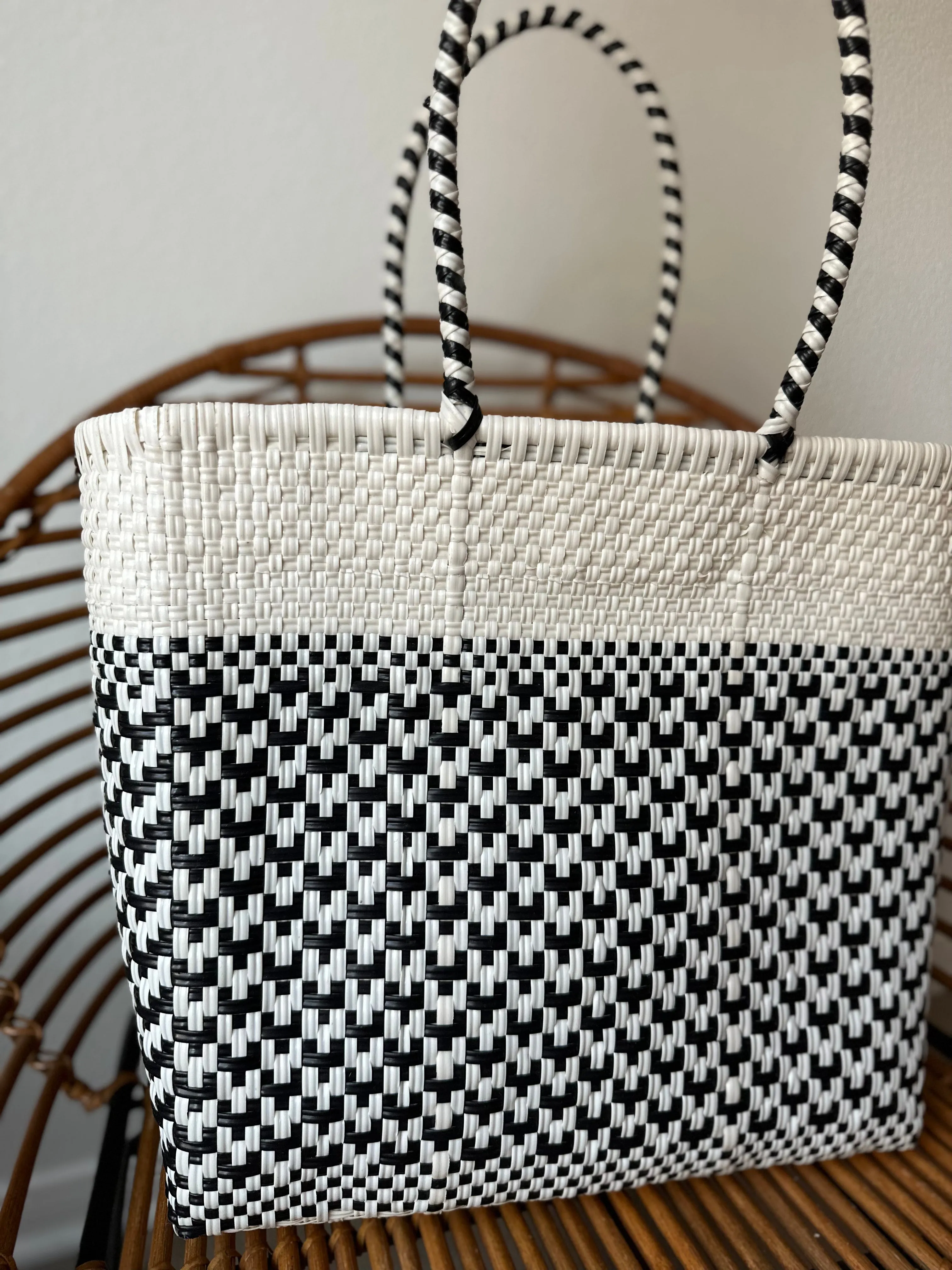 Black and White Woven Tote