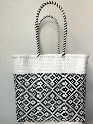Black and White Woven Tote