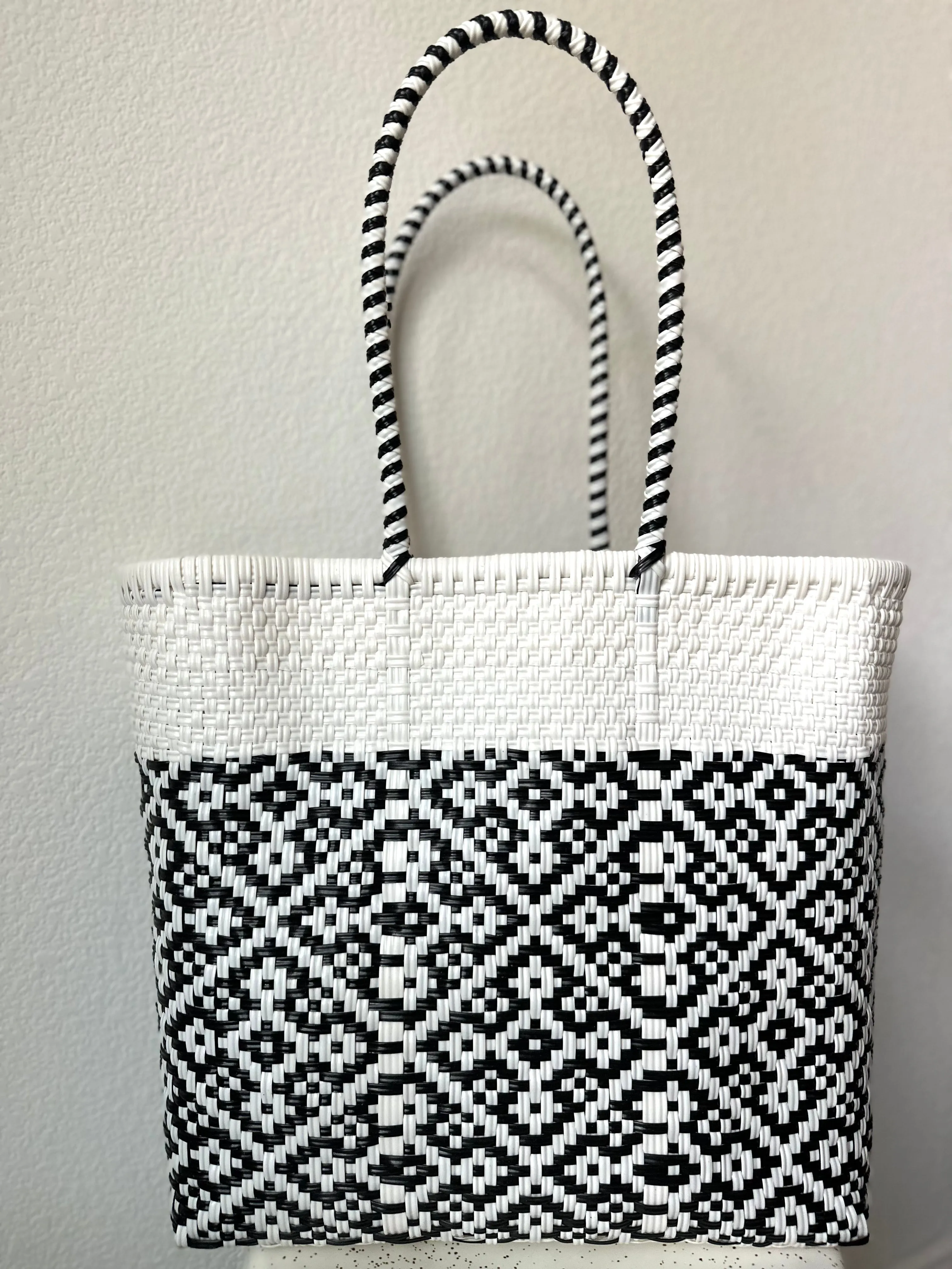 Black and White Woven Tote