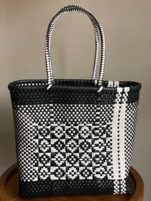 Black and White Woven Tote