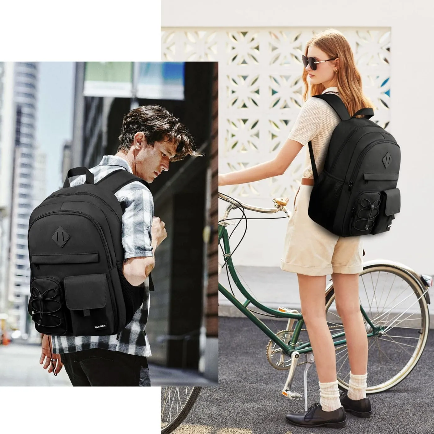 Black Backpack for Women,High School Bookbag Backpack Men for Travel College,Middle School Bag for Teens Girls Boys
