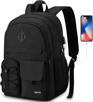 Black Backpack for Women,High School Bookbag Backpack Men for Travel College,Middle School Bag for Teens Girls Boys