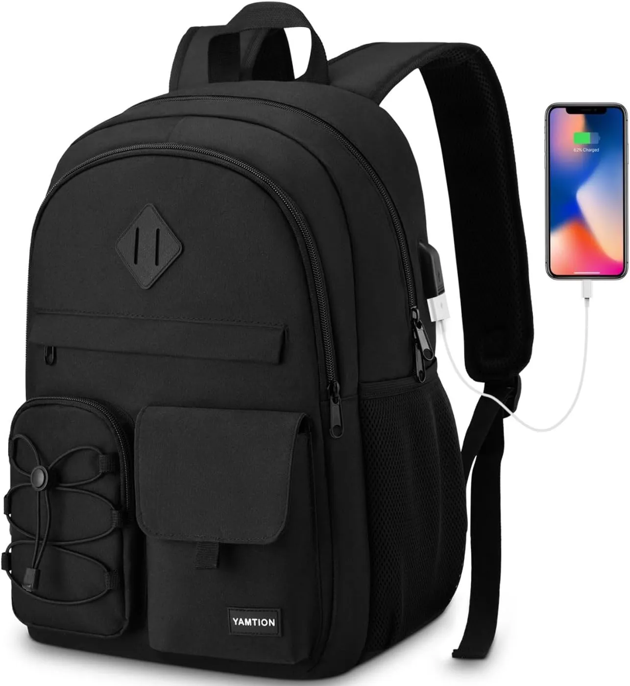 Black Backpack for Women,High School Bookbag Backpack Men for Travel College,Middle School Bag for Teens Girls Boys