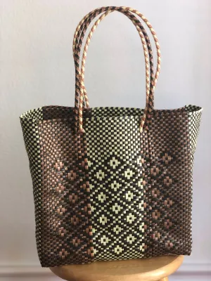 Black, Brown and Beige Woven Tote