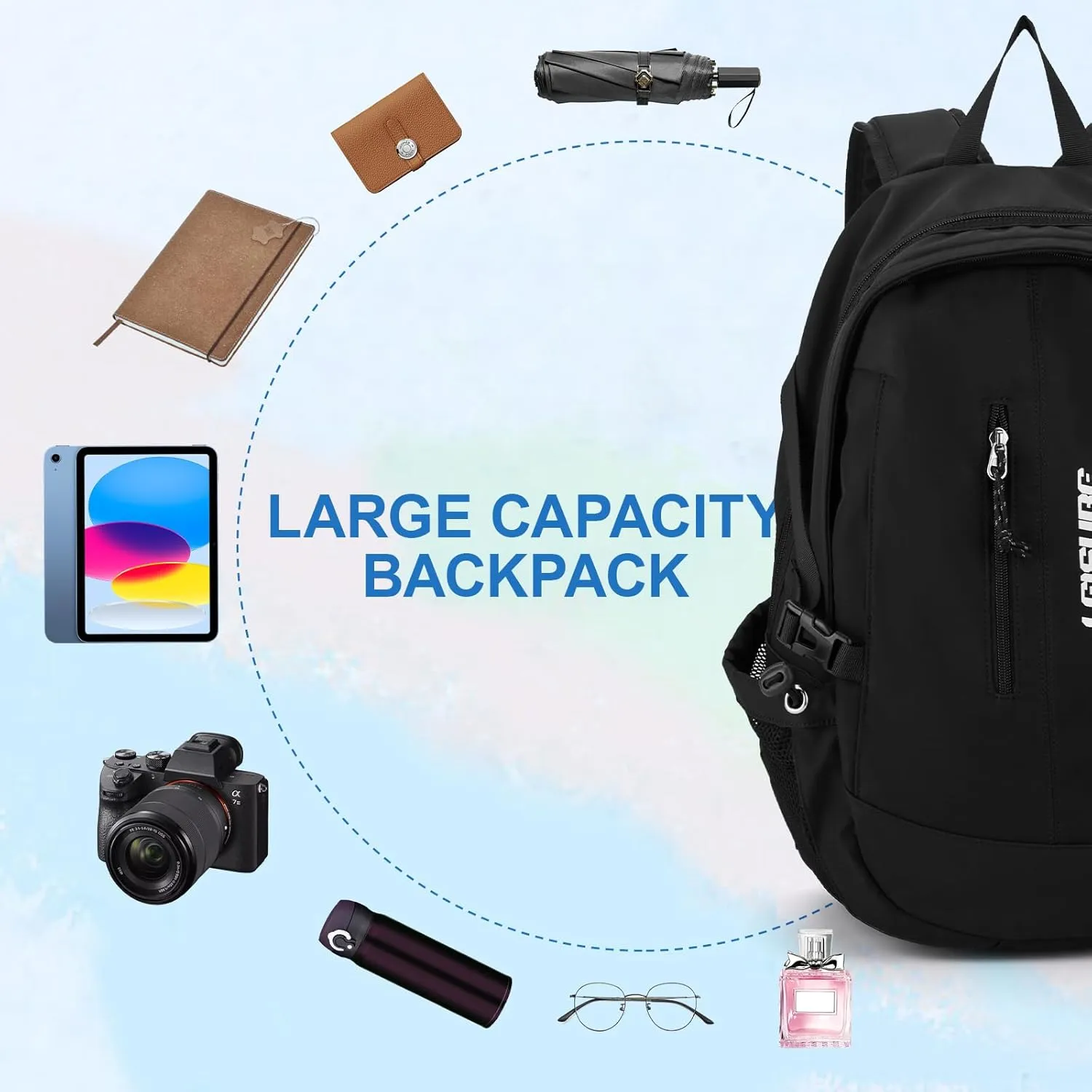 Black School Backpack for Teens Girs,College Backpacks for Women Men Water Resistant Middle Schoolbag Student Bookbag Aesthetic Backpack Work Travel Hiking Daypack