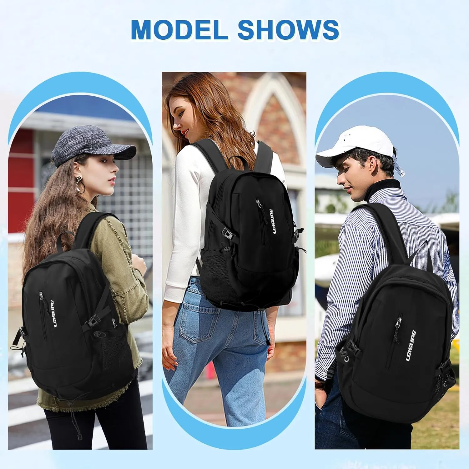 Black School Backpack for Teens Girs,College Backpacks for Women Men Water Resistant Middle Schoolbag Student Bookbag Aesthetic Backpack Work Travel Hiking Daypack
