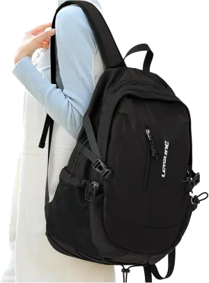 Black School Backpack for Teens Girs,College Backpacks for Women Men Water Resistant Middle Schoolbag Student Bookbag Aesthetic Backpack Work Travel Hiking Daypack