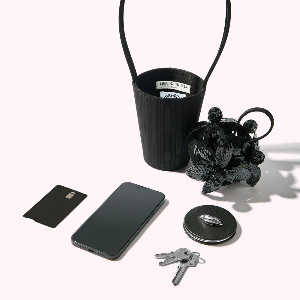 BLACK SEQUIN LILY BASKET BAG