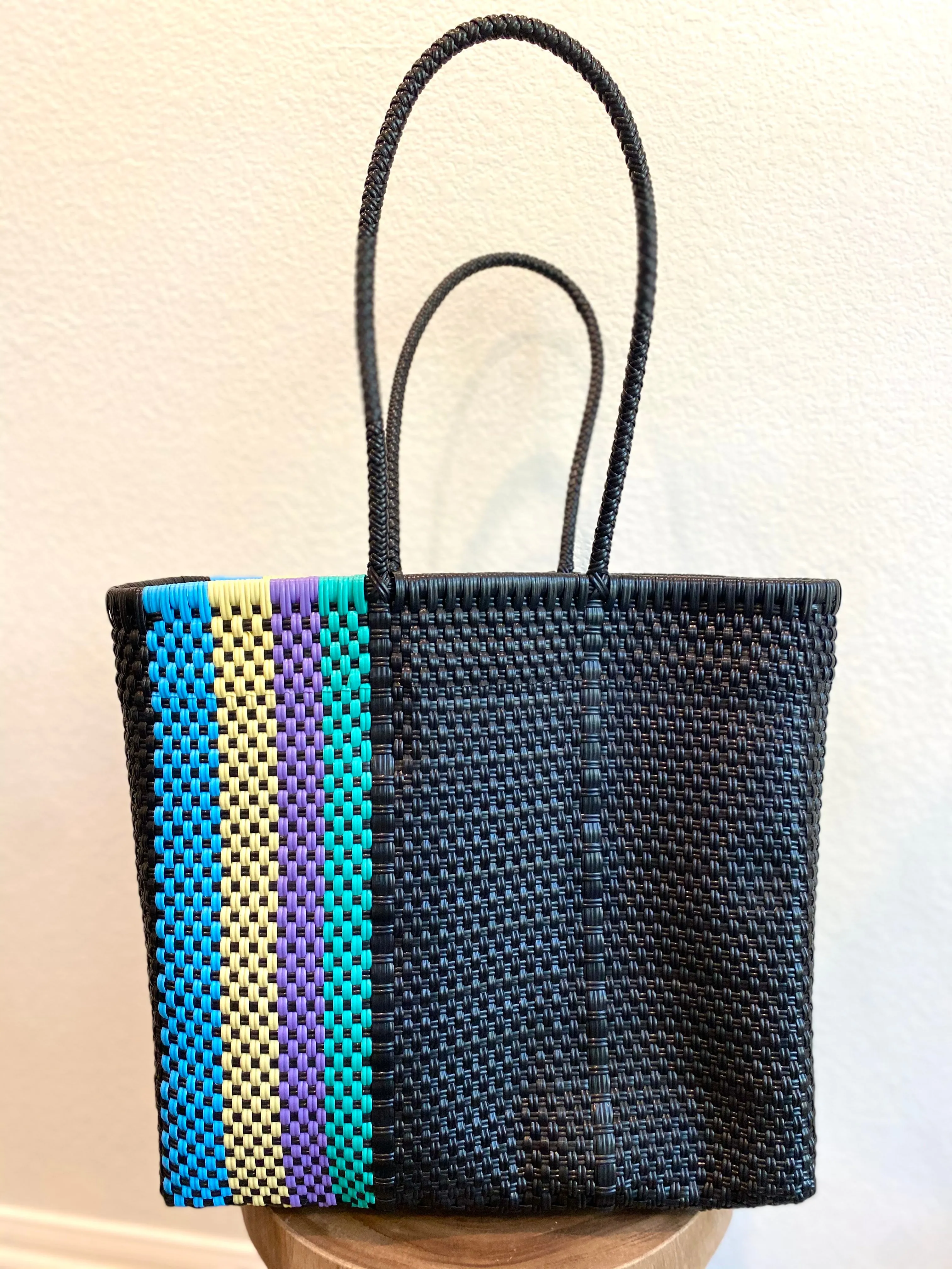 Black/Multi Woven Tote