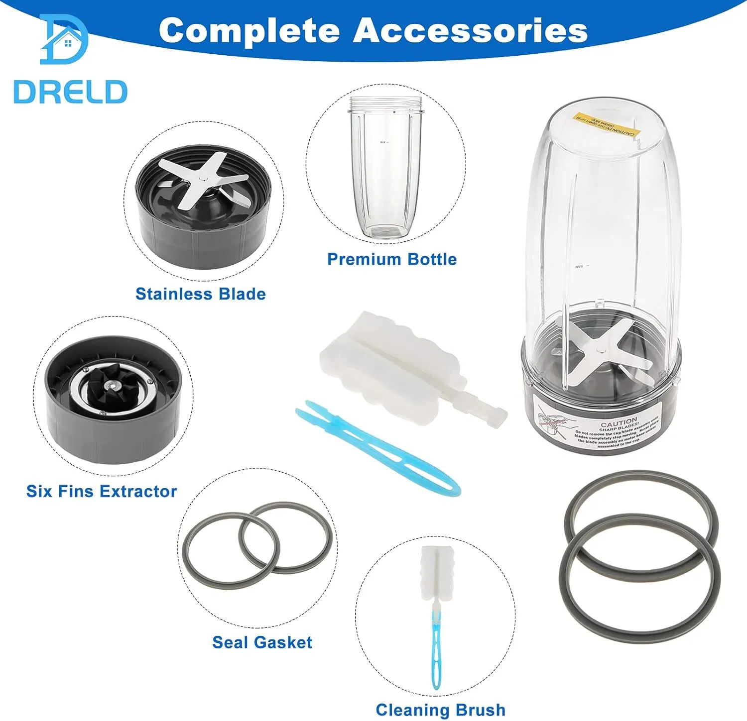 Blender 2Pcs 32oz Cup and 2Pcs Extractor Blade with 2 Rubber Gasket, Compatible with Nutribullet 600W/900W Blender Models (7 Packs)