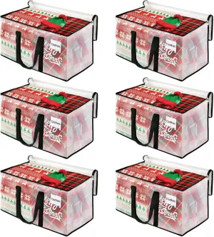 BlissTotes Moving Bags, 6-Pack Storage Bags, Heavy Duty Extra Large Bags, Moving Totes, Clear moving Bag, Reinforced Handles & Tag Pocket (125L)