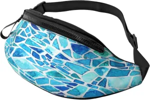 Blue Mosaic Fanny Pack, Crossbody Waist Packs for Women Men Waist Bags with Adjustable Strap for Travel Running Hiking Sport