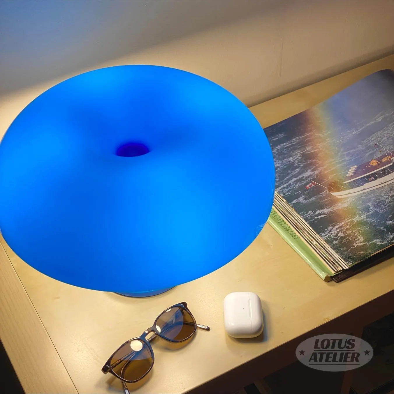 Blue Mushroom Lamp for Room Aesthetic Modern Lighting for Bedroom | Cool Retro Living Room Decor | Table Lamp Mushroom Light Home Decor