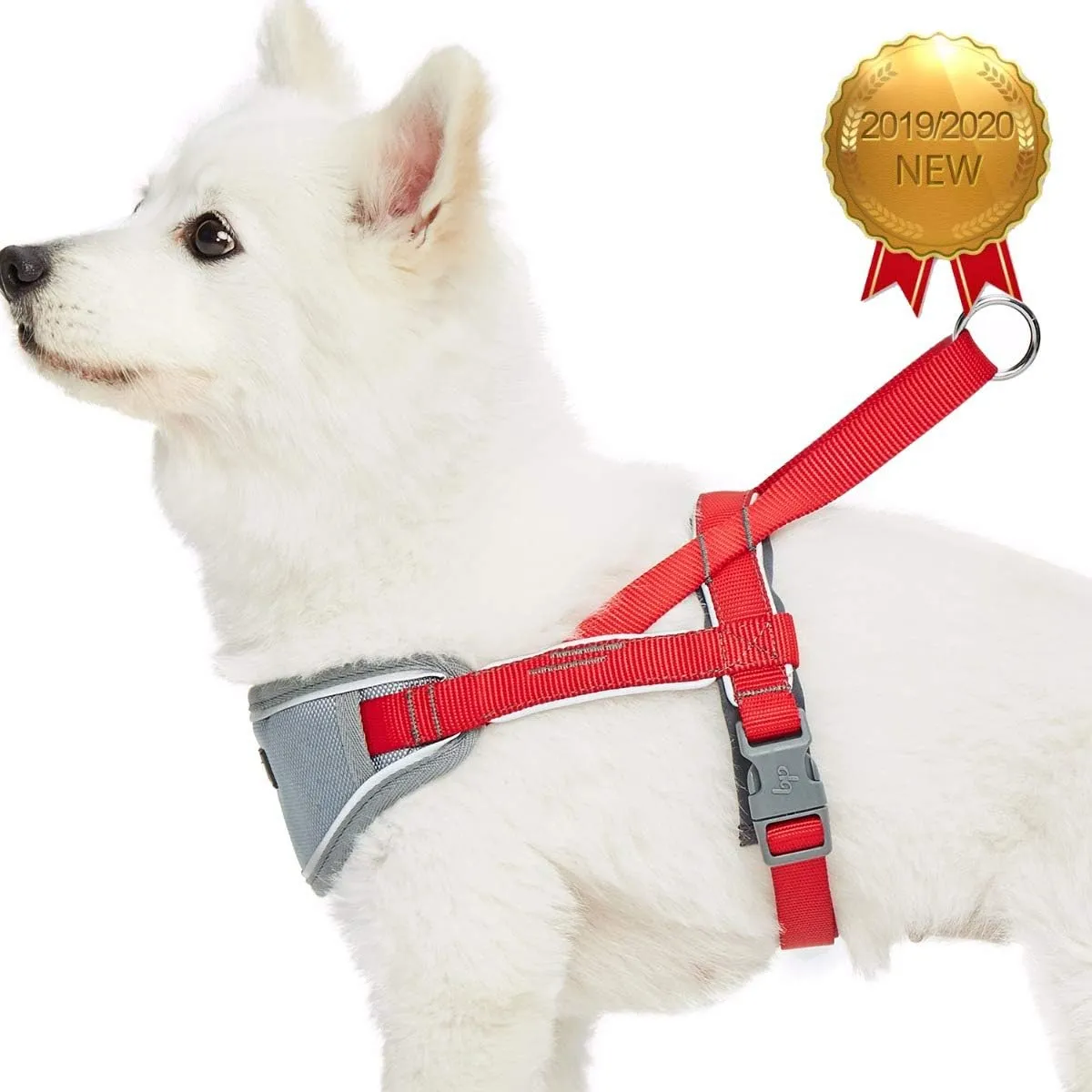 Blueberry Pet 8 Colors Soft & Comfy 3M Reflective Strips Padded Dog Harness Vest, Chest Girth 30" - 38.5", Red, Large, Nylon Adjustable Training Harnesses for Dogs
