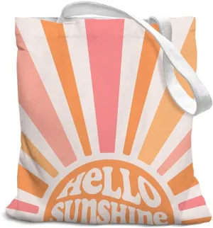 Boho Hello Sunshine Canvas Tote Bag, Reusable Grocery Bags, Boho Tote Bag, Birthdays Gift for Women Teen Girl Friend, Boho Tote Bag, Shopping Gift Bag for Work Travel Shoulder Bag, White